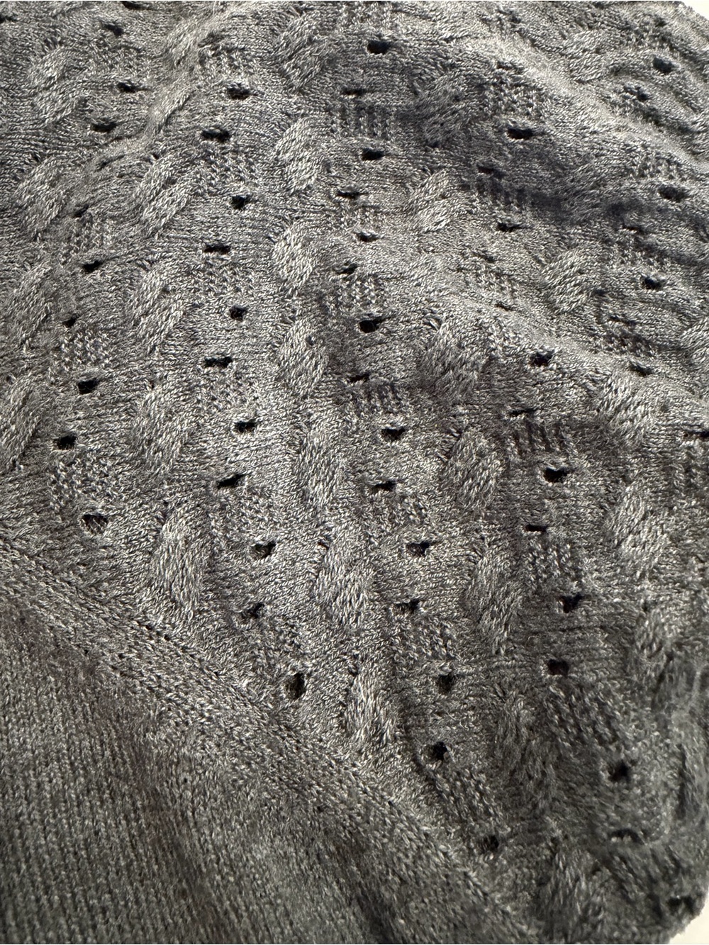DKNY- Charcoal Gray Rhinestone Logo Sweater - Picture 5 of 7